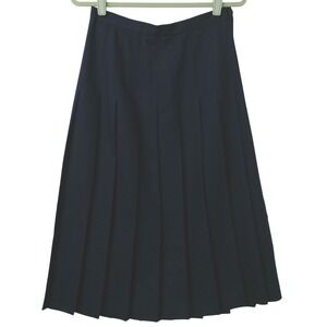 Agenda Navy Blue Pleated Midi Skirt School Uniform Classic Style 12